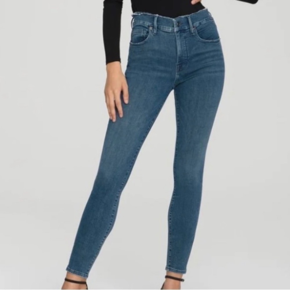 Good American High-Rise Skinny Jeans in Medium Blue Wash
